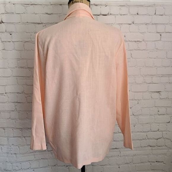 Vintage 80s Salmon Pink Lightweight Blazer Classic Career - Picture 5 of 15